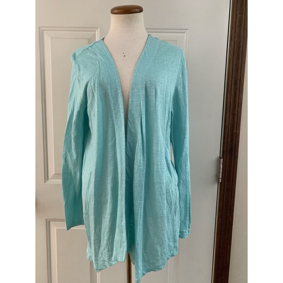 J. Jill Sweaters - J. Jill Love Linen Open Front Cardigan Womens Size Small Green Long Sleeve